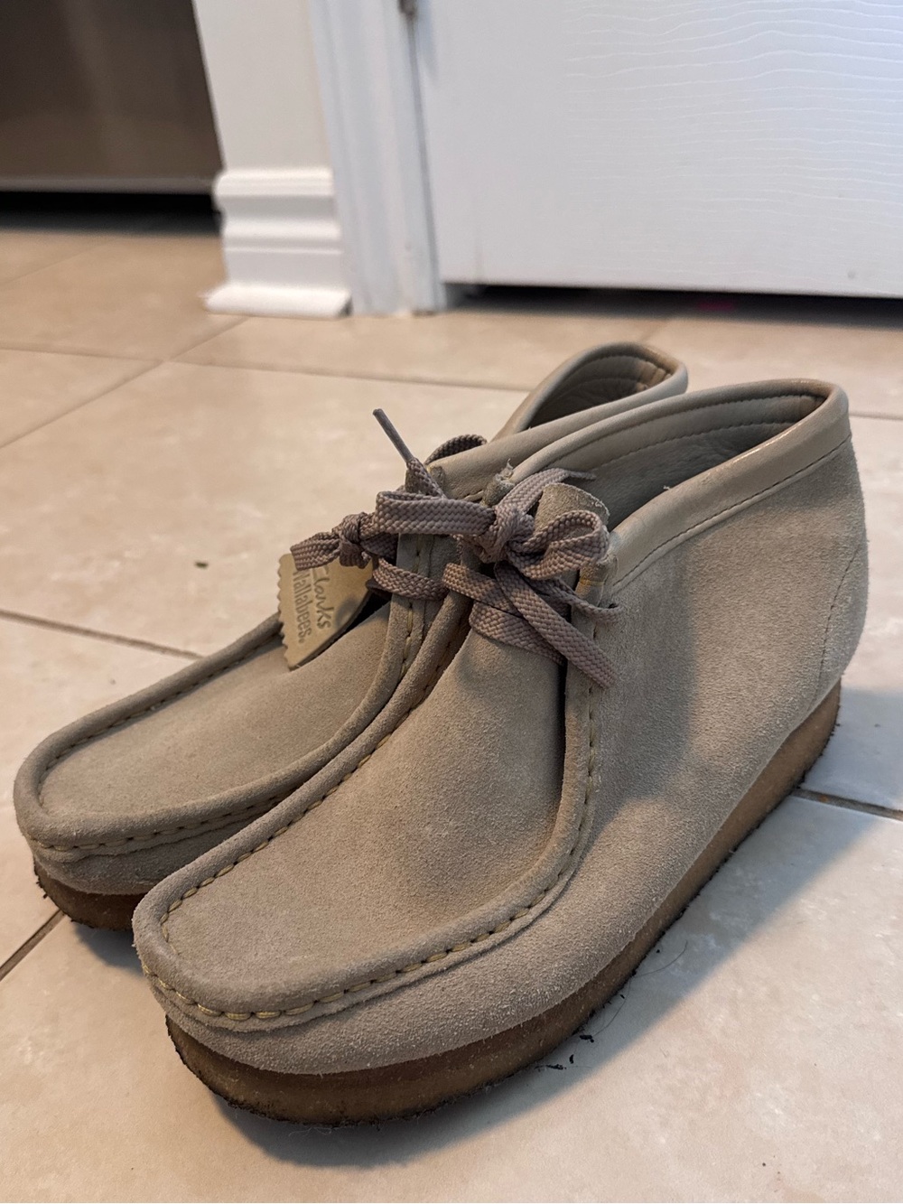 Clarks Chukka Wallabee in Taupe Suede - Men's